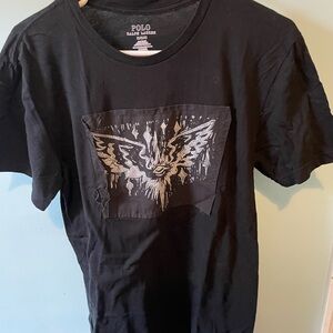Polo by Ralph Lauren Black Tee with Silver Design